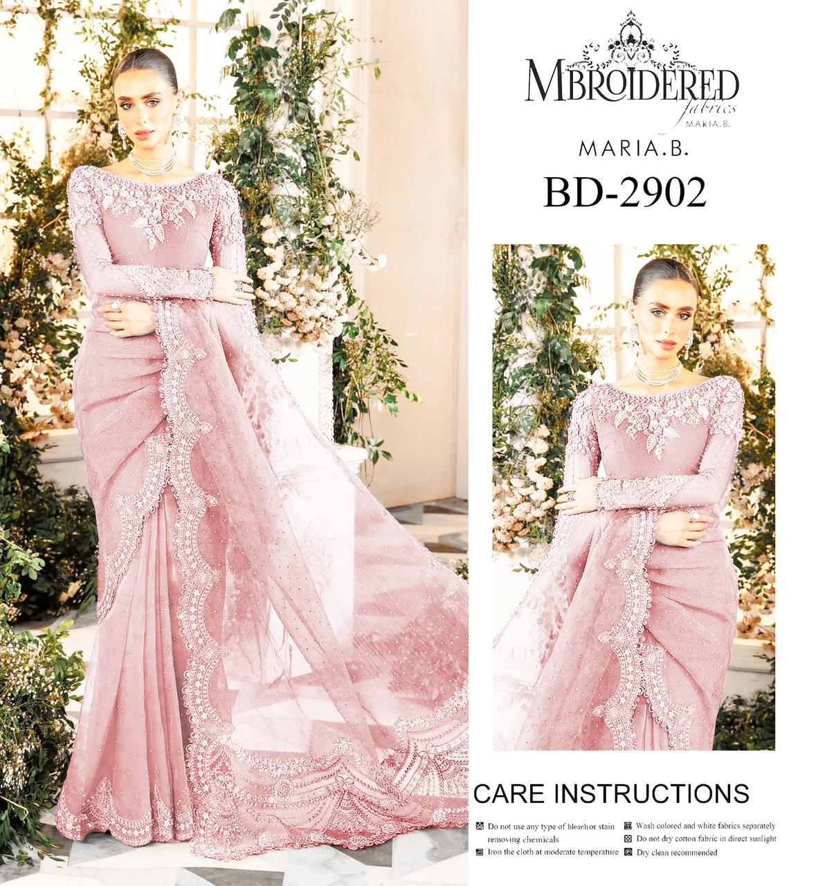 Maria B. Pink Party Wear Saree MB-0735