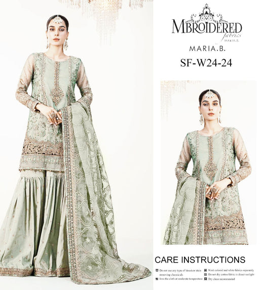 Maria B. Couture Embroidered Mint Green Gharara MC-0569