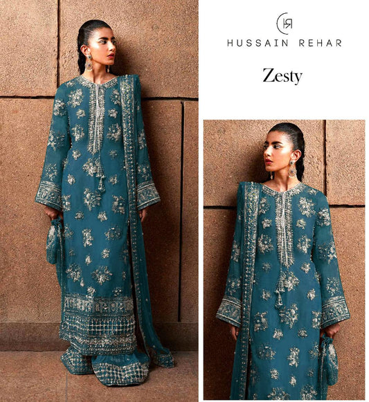 Zesty Royal Blue Chiffon Embroidered MC-0777