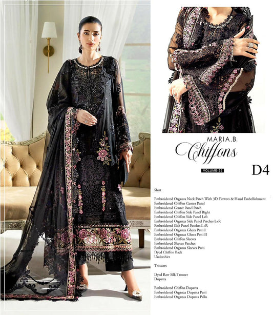 Maria B. Chiffon Embroidered Black MC-0776