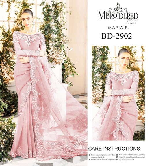Maria B. Pink Party Wear Saree MB-0735