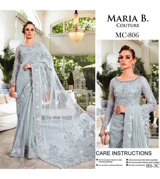 Maria B. Saree with Net Sleeves MB-0710