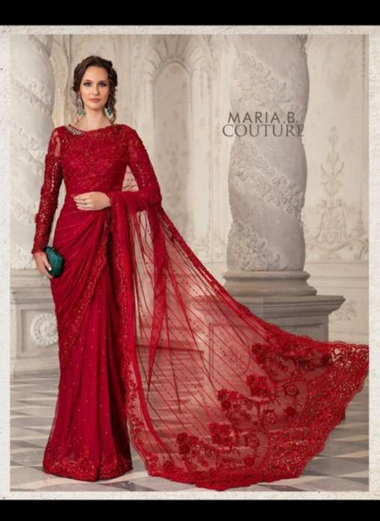 Maria B. Red Saree MB-0660