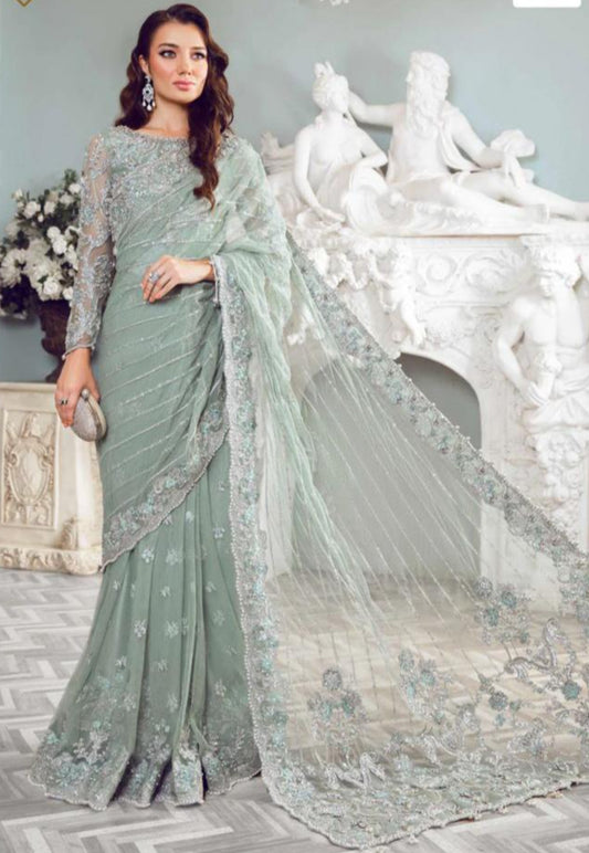 Maria B. Pistachio Saree Collection MB-0688